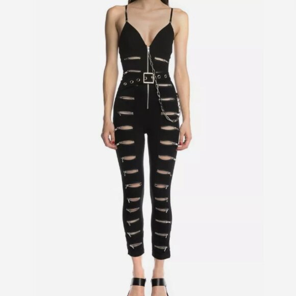DISCOUNT UNIVERSE Black Zipper Jumpsuit - Picture 4 of 4